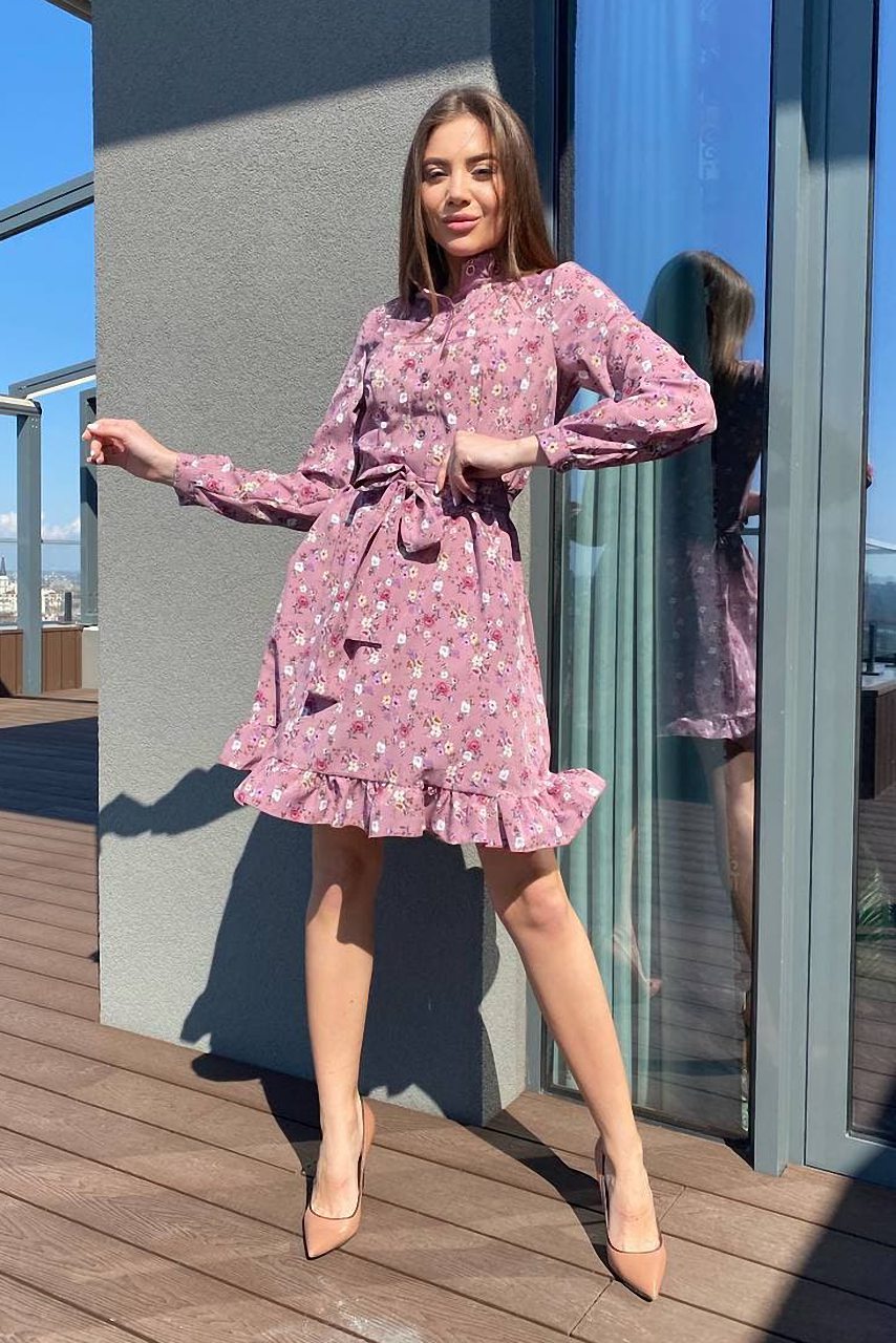 

Платье-рубашка с цветочным принтом Фасон 31682_46-48 46-48