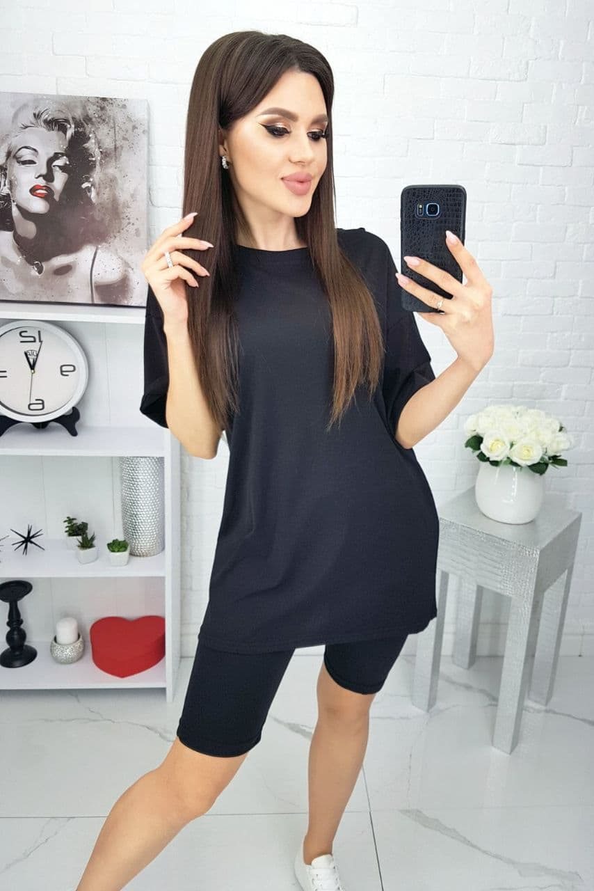 

Комплект з подовженої футболки і велосипедок Фасон 31617_48-50 48-50