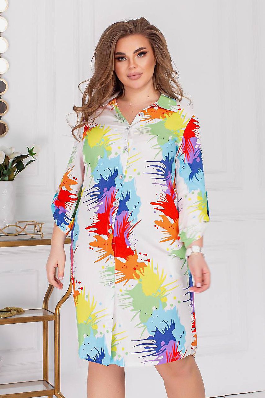 

Платье-рубашка с принтом тай-дай