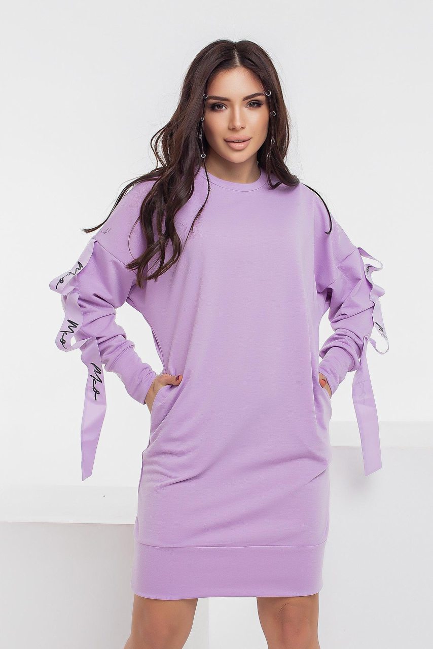 

Платье-свитшот с отделкой лентой Фасон 30913_42-44 42-44