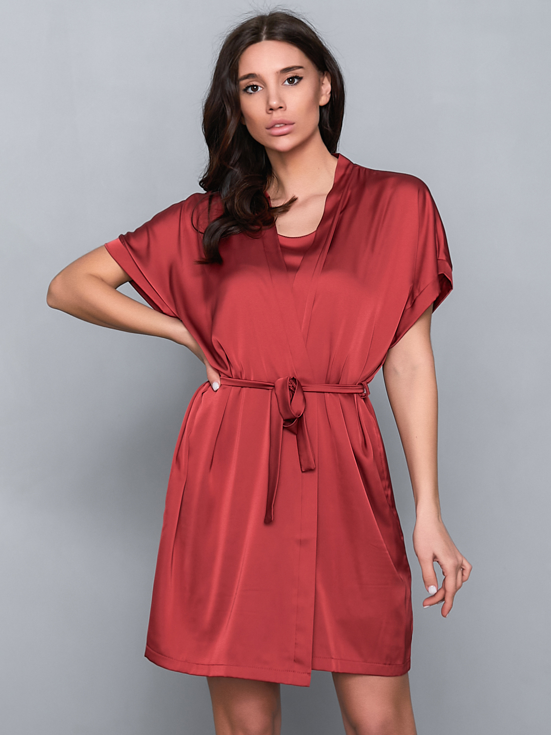 

Халат BARWA garments 0242 / Терракотовый, Халат BARWA garments 0242 S/L Терракотовый