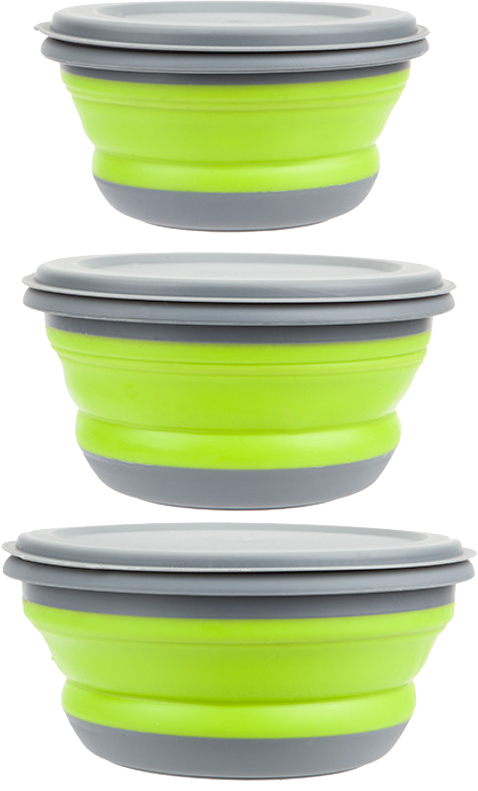 

Набор складных мисок Summit Pop Bowl Set 3 шт Lime/Grey (666065)