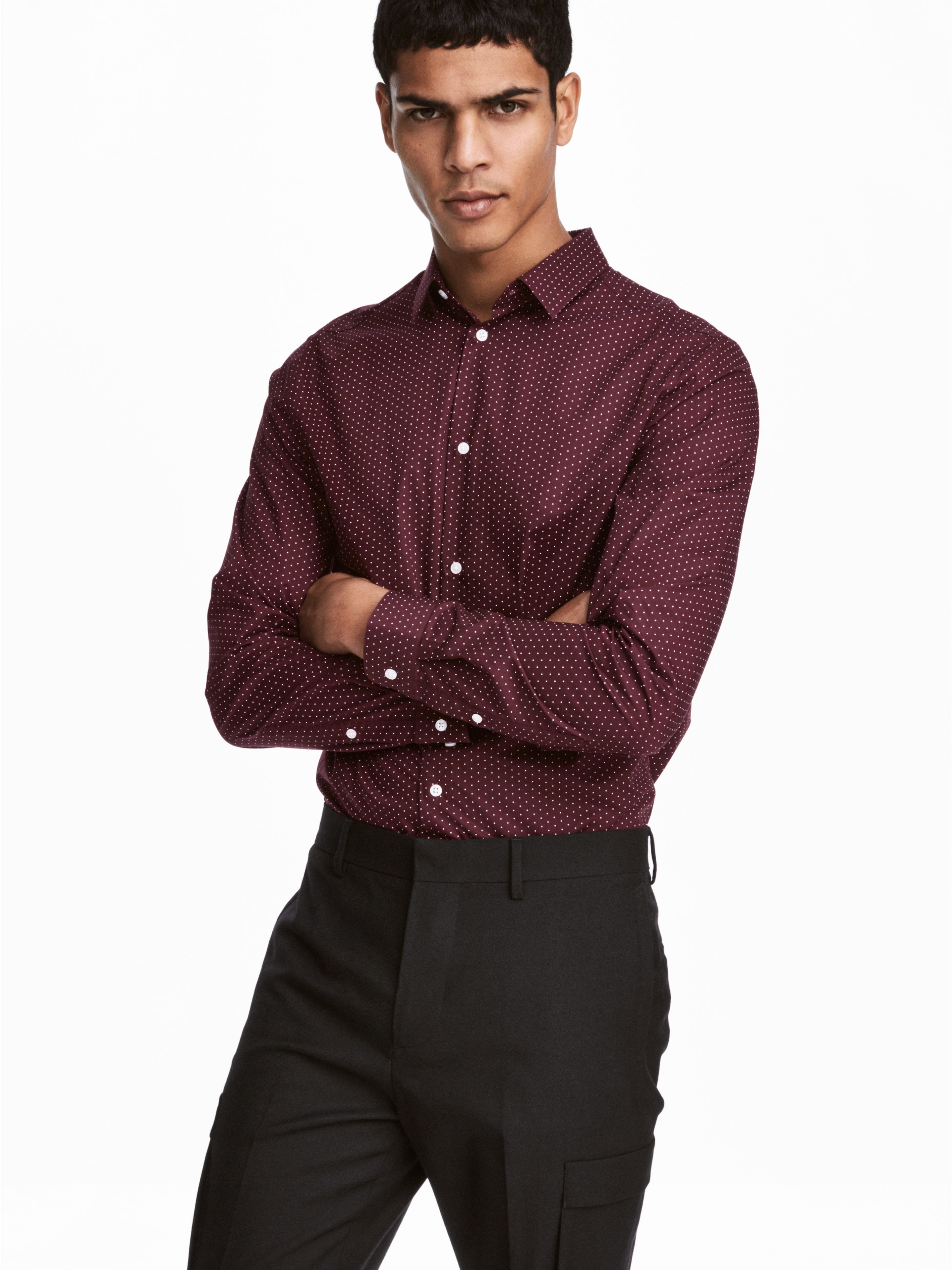 

Рубашка H&M 3951516-AAZA S Бордовая с белым