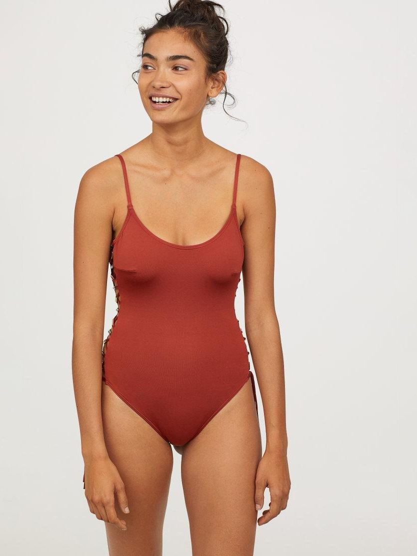 

Купальник слитный женский H&M 0649662-8  Терракотовый, Купальник слитный женский H&M 0649662-8 40 Терракотовый