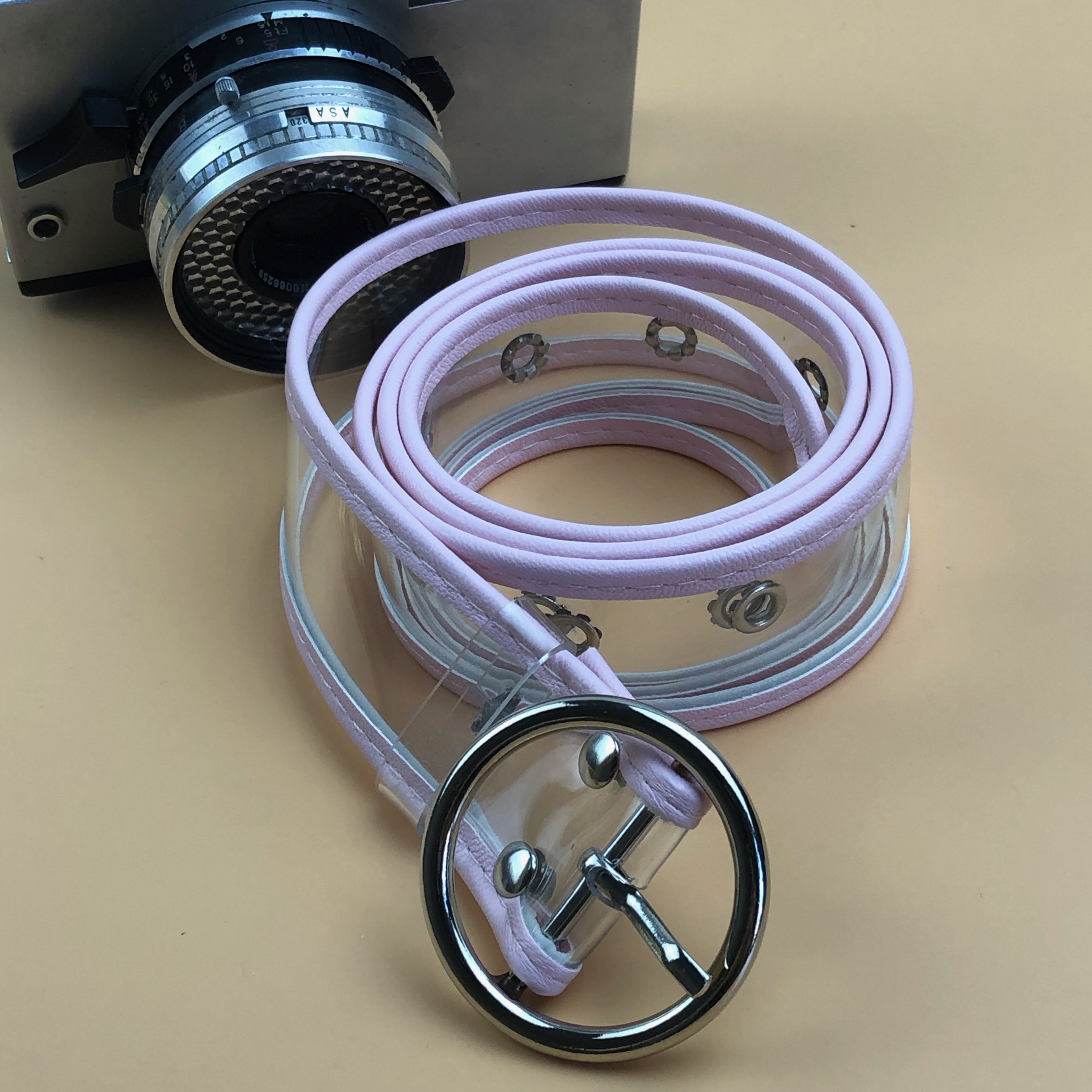 

Ремень Пояс City-A Belt 100 см Прозрачный с розовой кожей