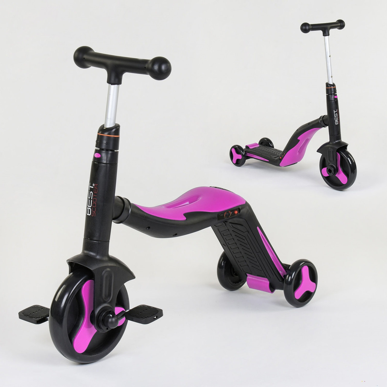 

Самокат Best Scooter Jt 70708 3 В 1 (Самокат, Велобег, Велосипед) 8 Мелодий Розовый