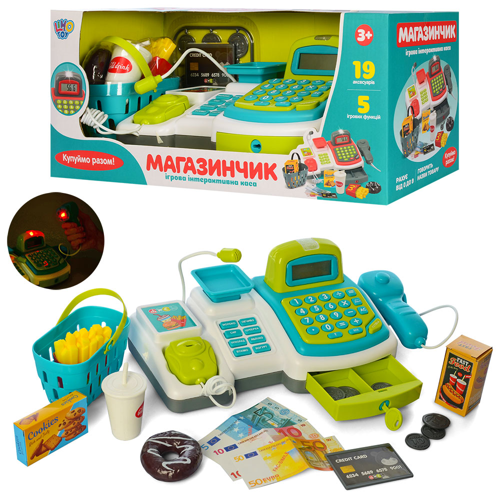 

Кассовый аппарат Limo Toy M 4213-2 UA калькулятор, микрофон, сканер, звук, свет