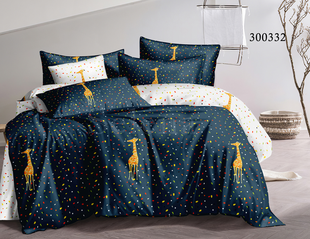

Комплект постельного белья Selena Сатин Праздничный жираф полуторный 300332