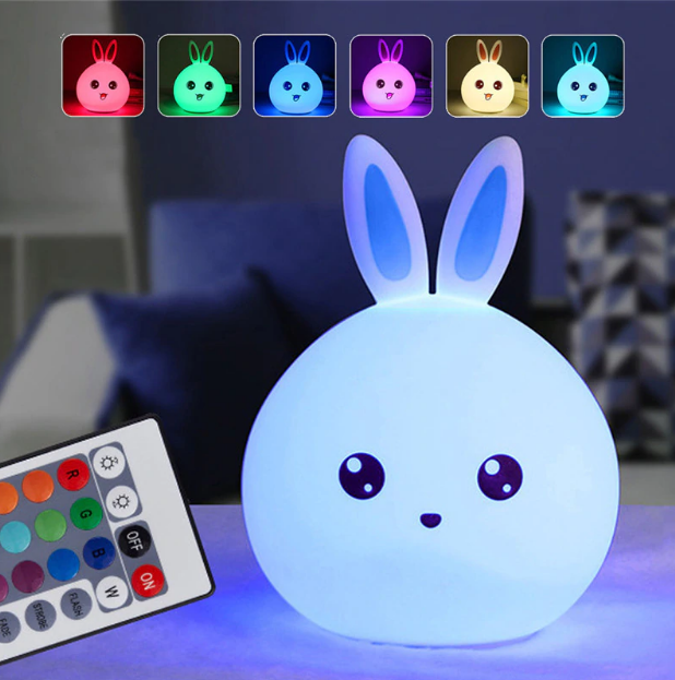 

Силиконовый ночник 3DTOYSLAMP Кролик с голубыми ушками 16 цветов Пульт ДУ