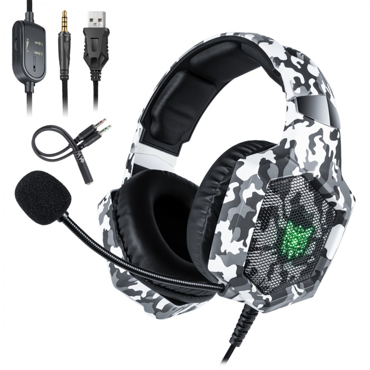 

Наушники игровые ONIKUMA K8 с гарнитурой / Camo White