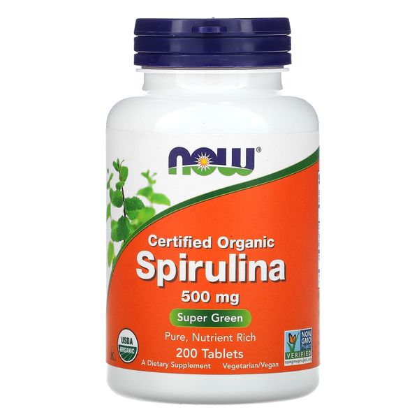 

Спирулина Spirulina Now Foods 500 мг 200 таблеток (NF648)