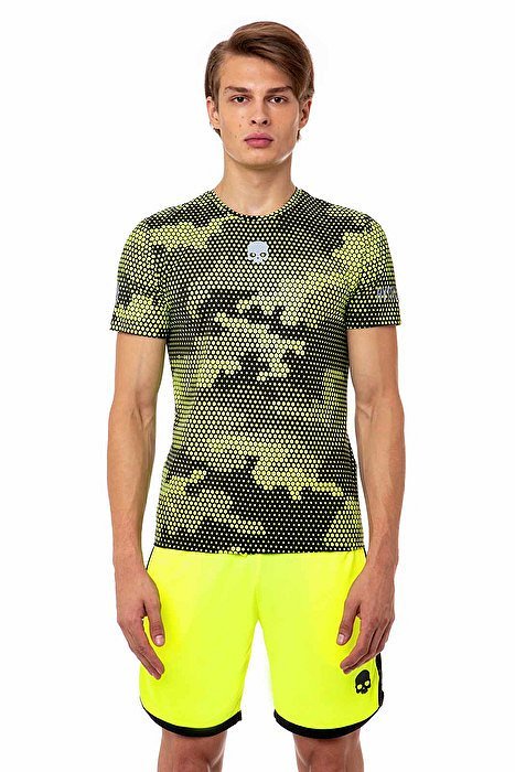 

Футболка Hydrogen TECH CAMO FLUO YELLOW для тенниса L желтая с черным