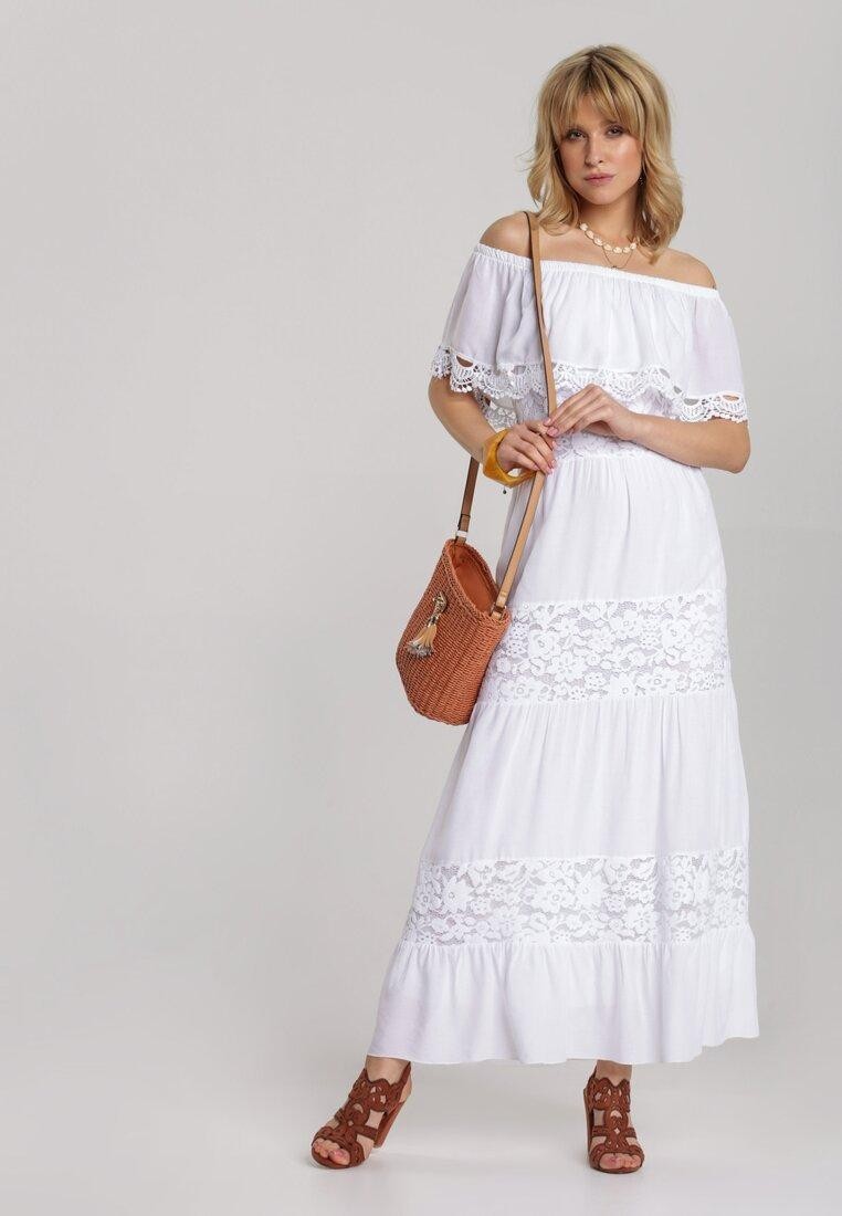 

Белое хлопкое платье в пол Veles универсальный (S/L) белый 43431951