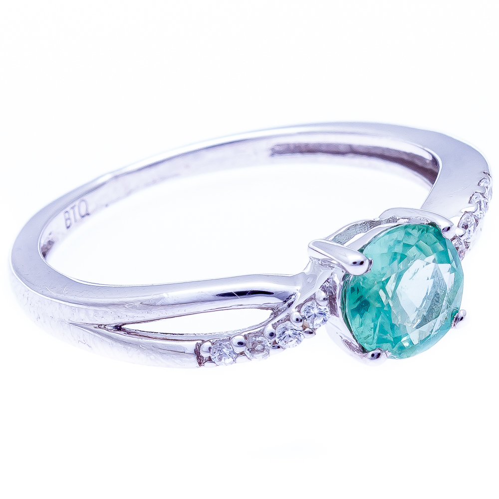 

Срібна каблучка 925 проби 2,31 гр з м'ятним кіанітом з Непалу та цирконами 1,06 карат Valentine розмір 18.0