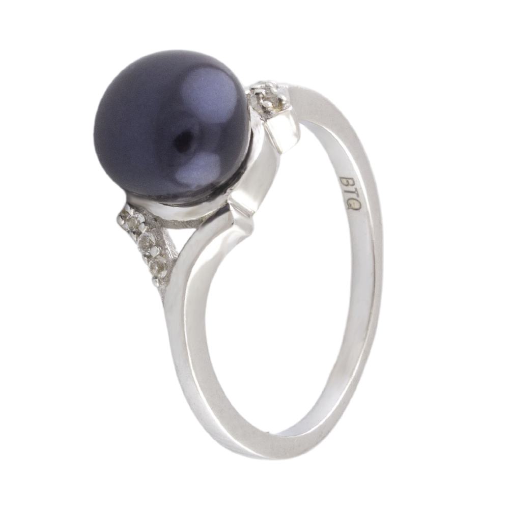 

Срібна каблучка 925 проби 2,73 г з чорною перлиною з о. Таїті "Maruata Perls" 3,02 карат Valentine розмір 19.5