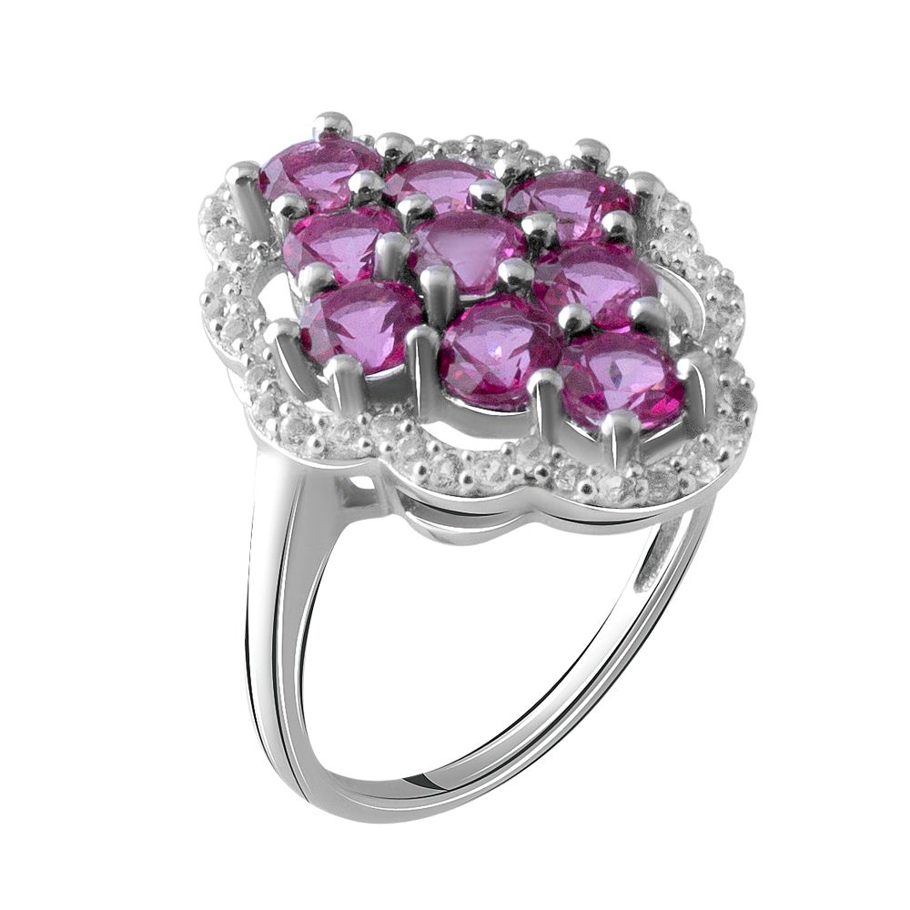 

Срібна каблучка 925 проби 4,85 гр. з бразильськими рожевими топазами та білими топазами 3,32 карат BoutiqueTV розмір 18.0