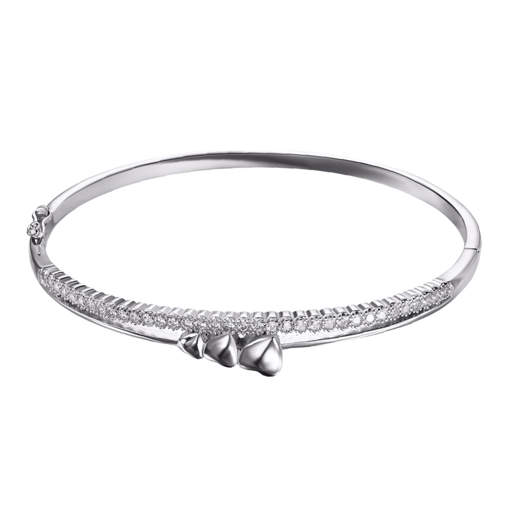 

Серебряный жесткий браслет с фианитами 000133323 б/р размера