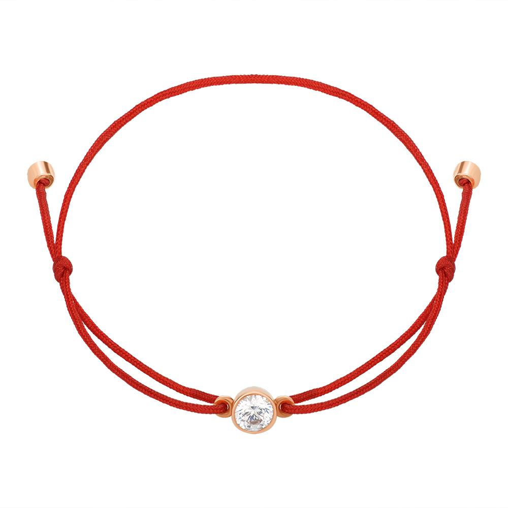 

Браслет из красной нити и золота с цирконием Swarovski 000145510 б/р размера