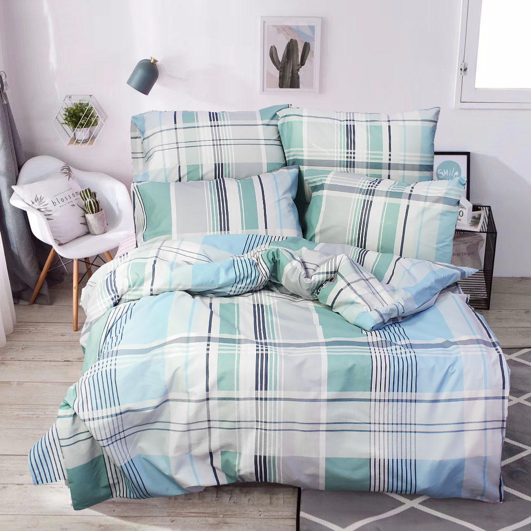 

Полуторный постельный комплект Т0728 Еней-Плюс, цвет: голубой, серый, зеленый