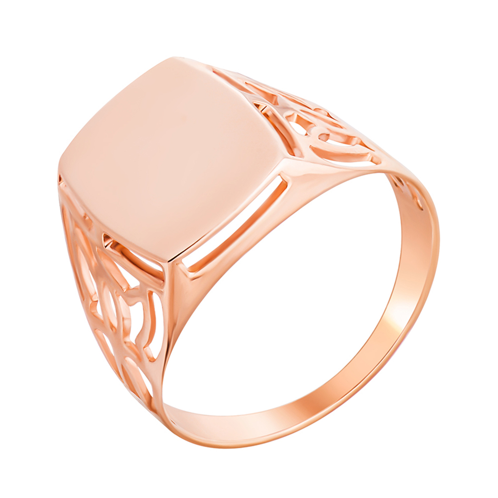 

Золотой перстень-печатка Респект в красном цвете с ажурным орнаментом 19.5 размера