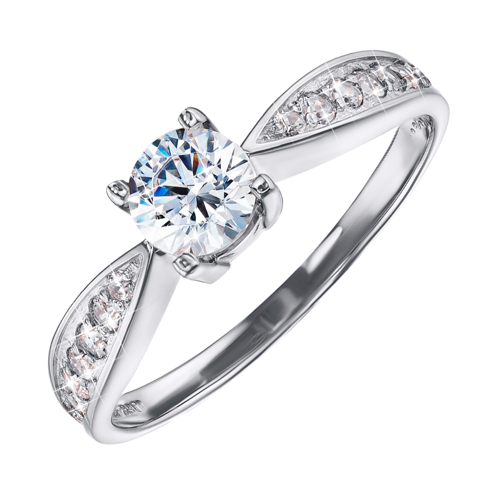 

Кольцо Орион в белом золоте с кристаллом Swarovski 16 размера