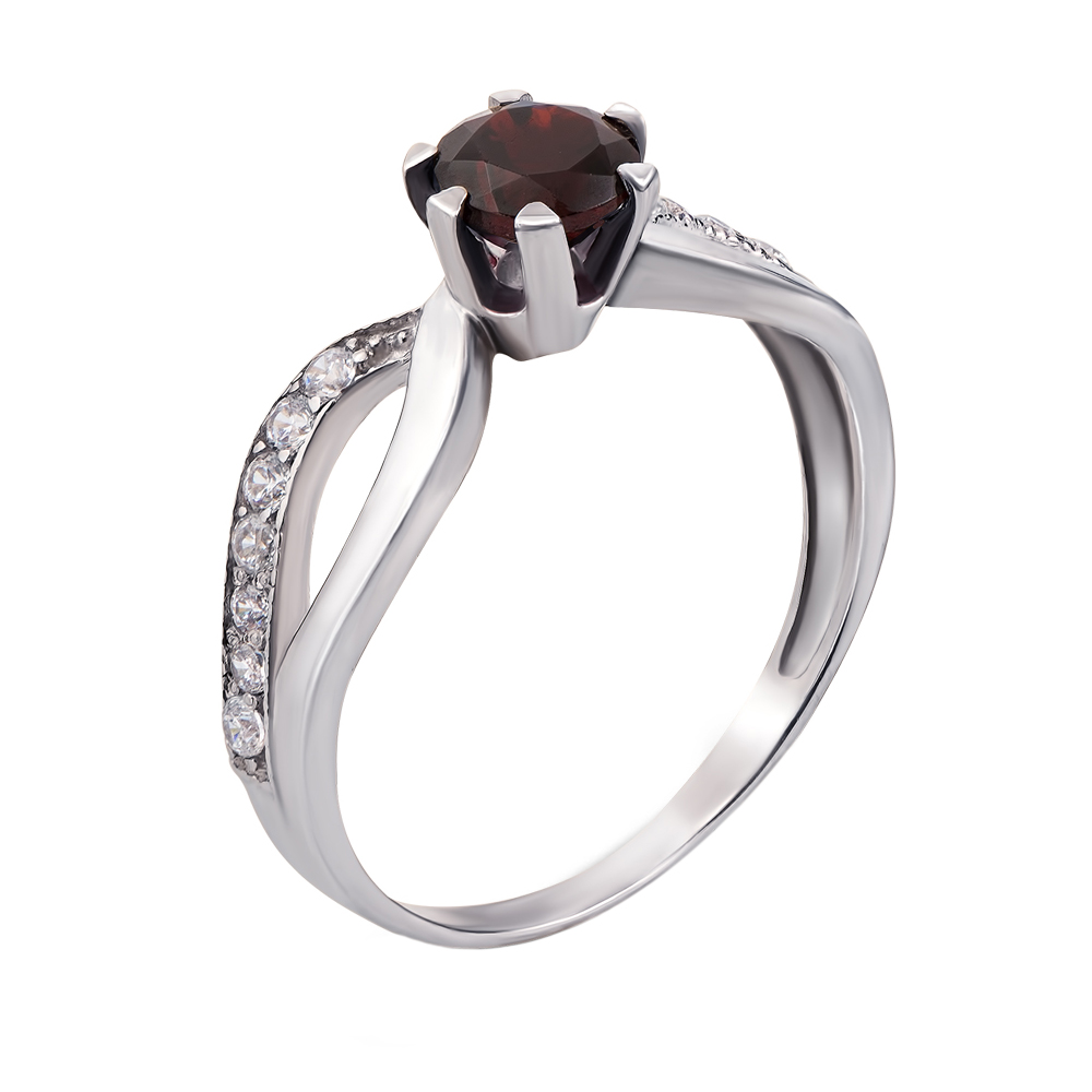 

Серебряное кольцо с гранатом и фианитами 000104959 16.5 размера