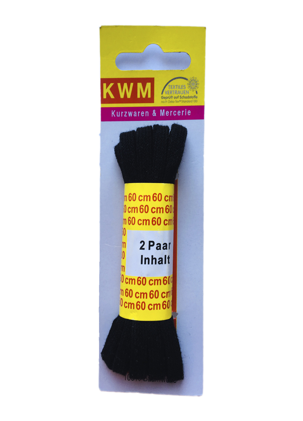 

Шнурки чёрные KWM 60 см 2 шт. KWM черный IS-10441