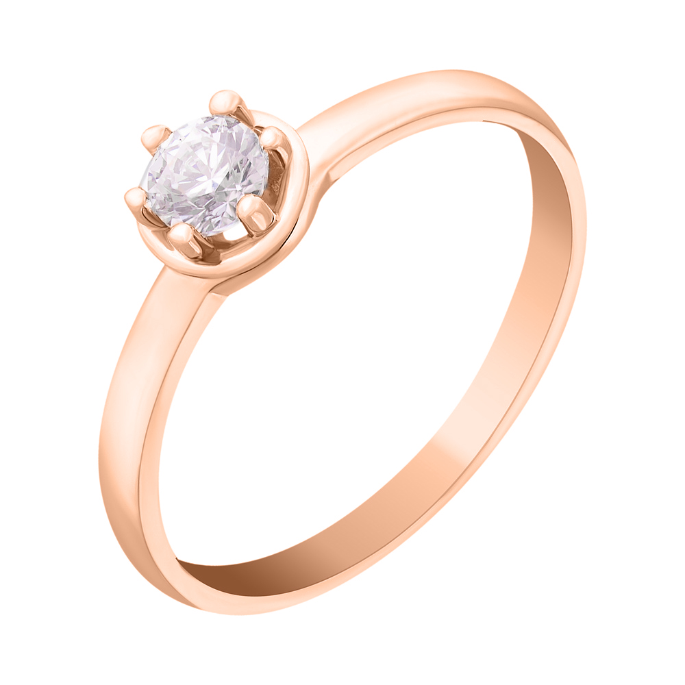 

Кольцо из красного золота с цирконием Swarovski 000036735 17 размера