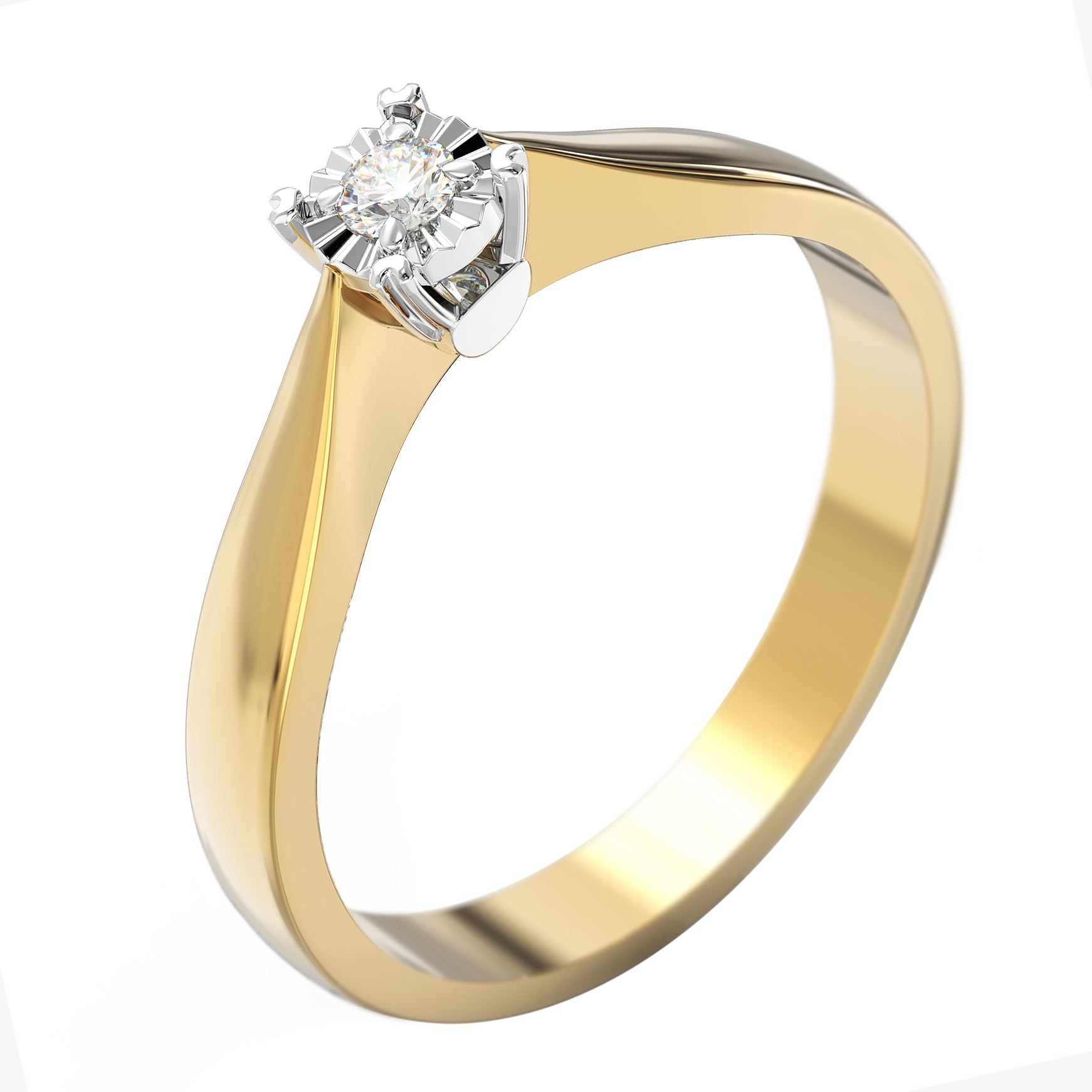 

Кольцо в комбинированном цвете золота с бриллиантом и алмазной гранью 000000432 16 размера