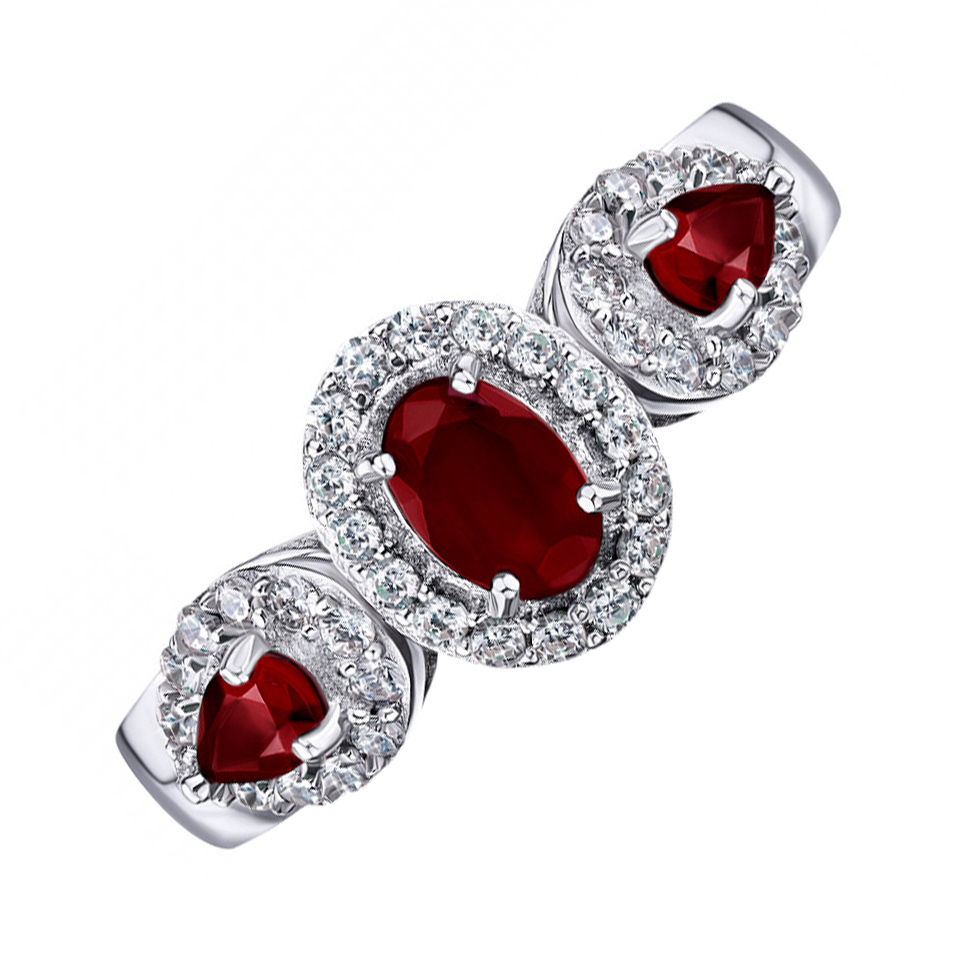 

Серебряное кольцо с гранатами и фианитами 000125065 19 размера