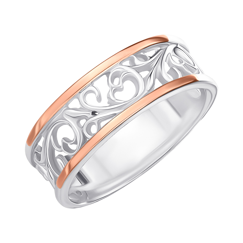 

Серебряное кольцо с золотыми накладками 000146058 17 размера