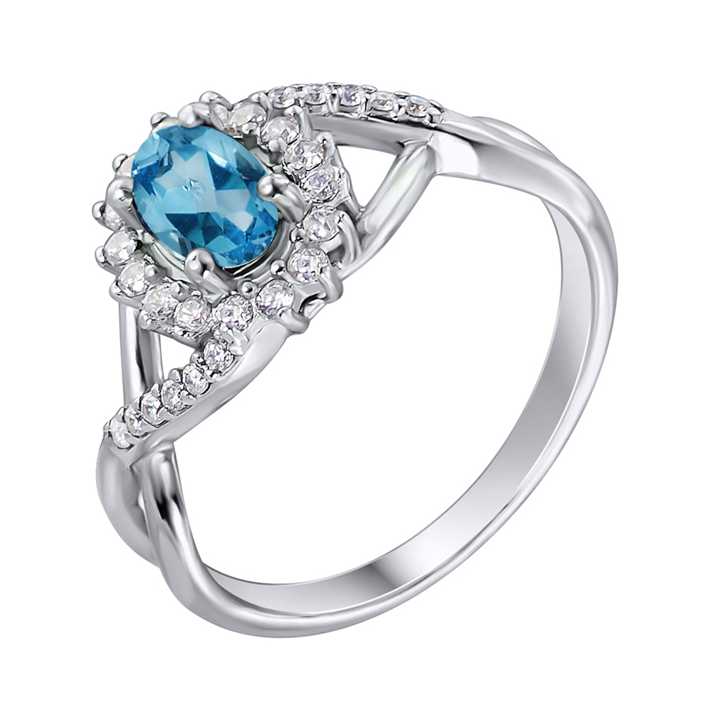 

Серебряное кольцо с топазом и фианитами 000141313 15.5 размера