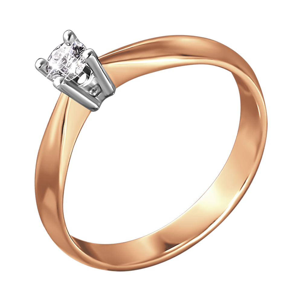 

Золотое кольцо в комбинированном цвете с бриллиантом 000139945 18 размера