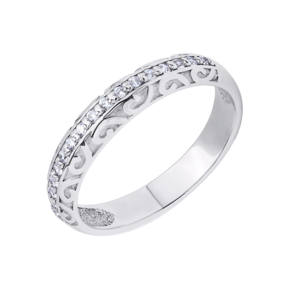 

Серебряное кольцо с дорожкой из финанитов 000118390 18 размера