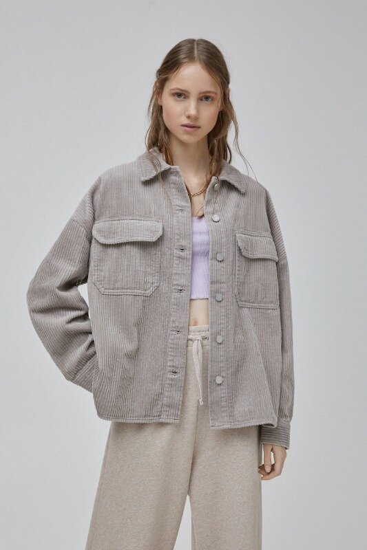 

Рубашка вельветовая 4470/312/737 Pull & Bear S Серая