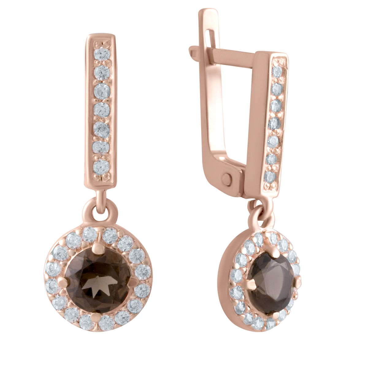 

Золоті сережки 585 проби 3,91 гр з раухтопазами з США та цирконами 4,1 карат Golden Soveren