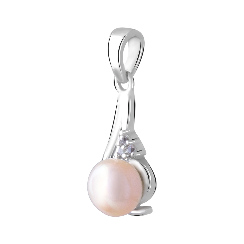 

Срібна підвіска 925 проби 2,73 гр. з персиковою перлиною з о.Таїті "Maruata Pearls" та білими топазами 3,88 карат BoutiqueTV
