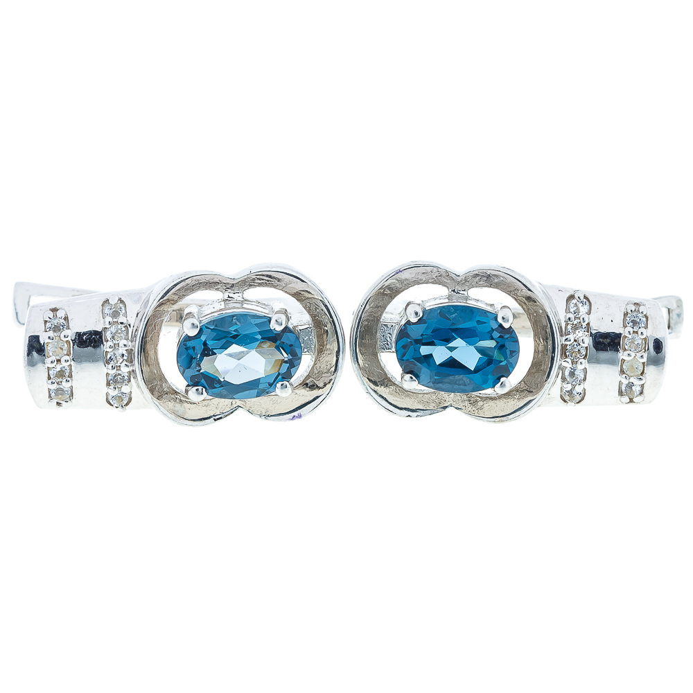 

Срібні сережки 925 проби 6,18 гр. з лондон та білими топазами з США 1,66 карат BoutiqueTV