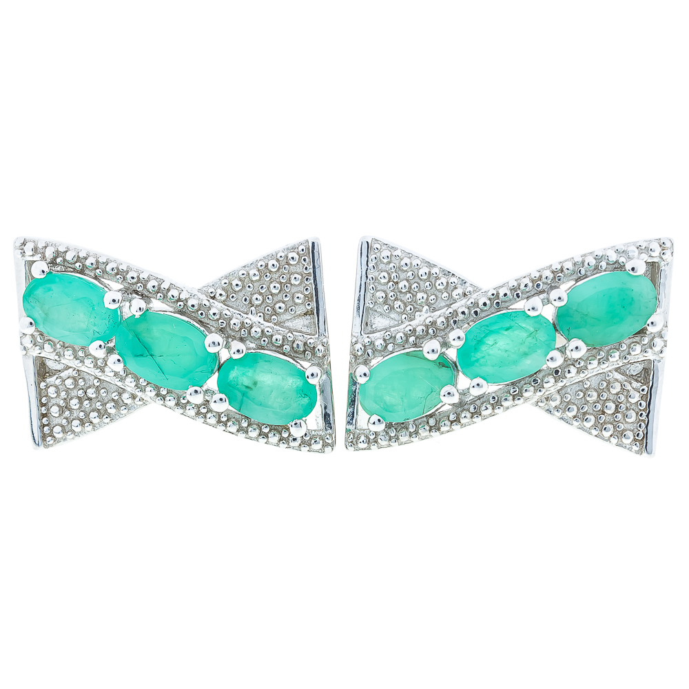 

Срібні сережки 925 проби 7,41 гр. з бразильськими смарагдами класу AA 2,4 карат Valentine