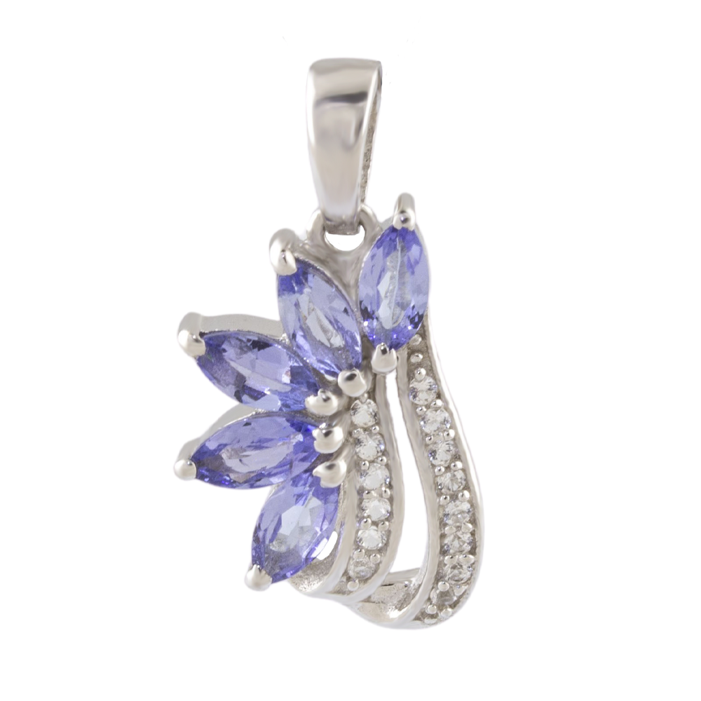 

Срібна підвіска 925 проби 2,56 г з танзанітами класу AAA та білими топазами 1,34 карат Valentine