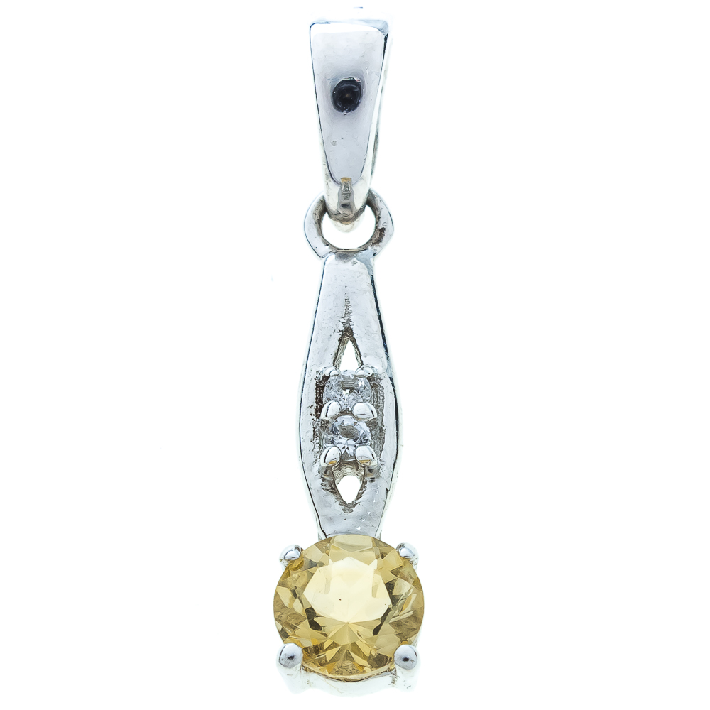 

Срібна підвіска 925 проби 1,1 гр. з ефіопським вогняним опалом класу AAA та білими топазами 0,34 карат Valentine