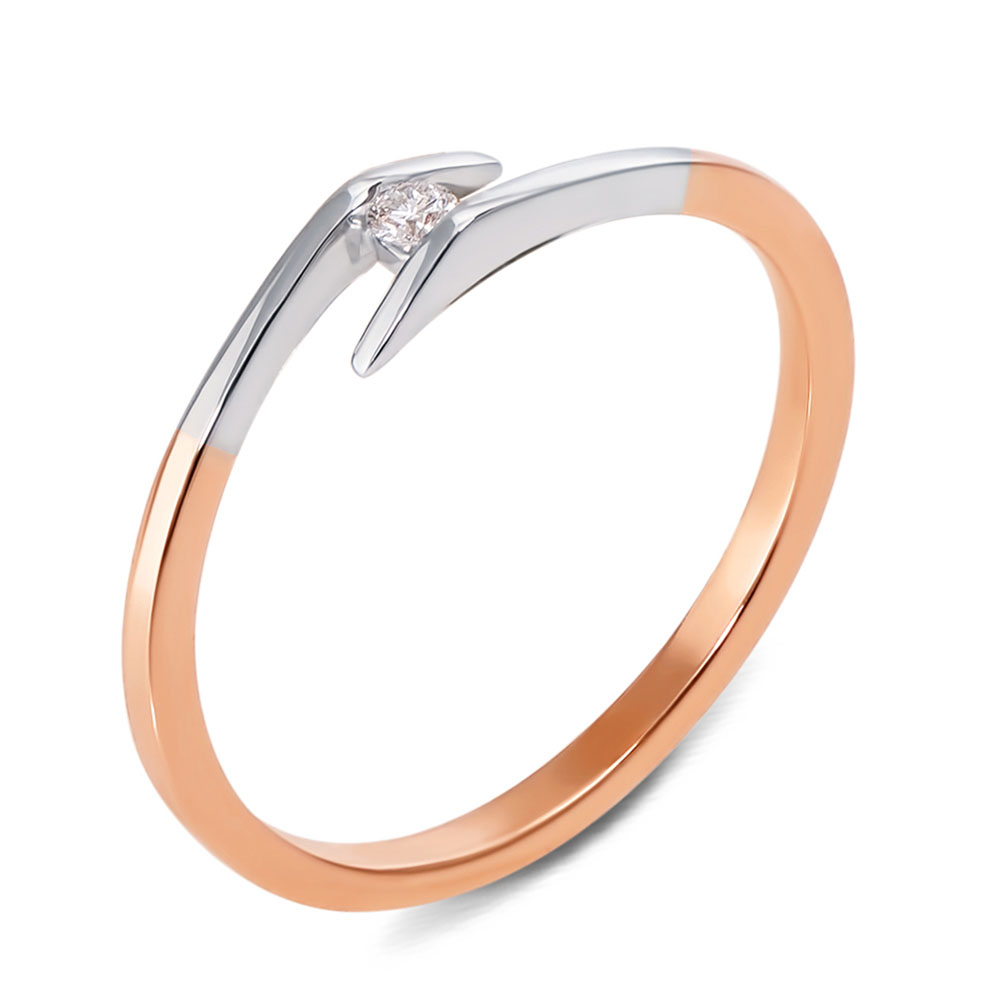 

Золотое кольцо в комбинированном цвете с бриллиантом 000131124 17 размера