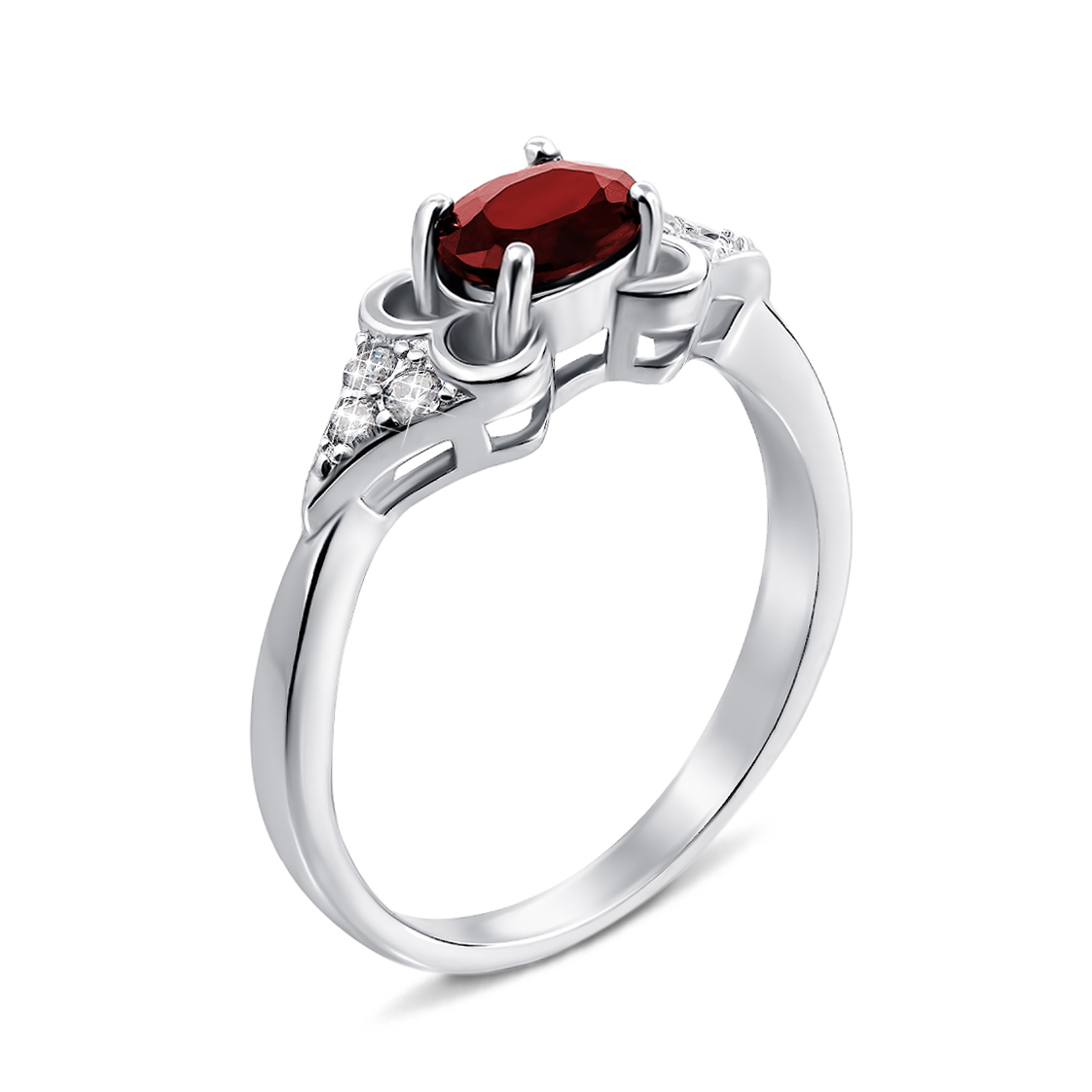 

Серебряное кольцо с гранатом и фианитами 000134885 17.5 размера