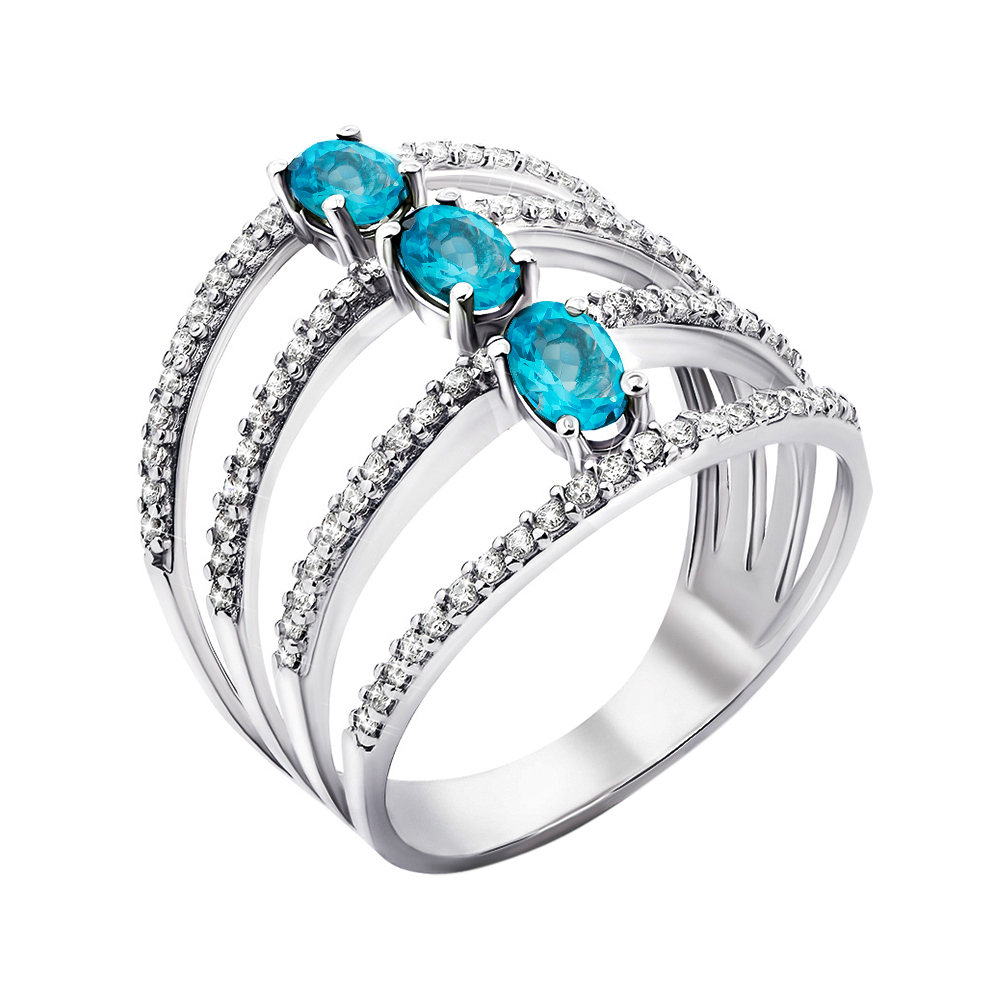 

Серебряное кольцо с кварцем и фианитами 000143767 17.5 размера