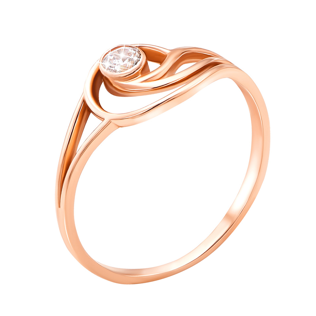 

Золотое кольцо Одри в красном цвете с фианитом 18 размера