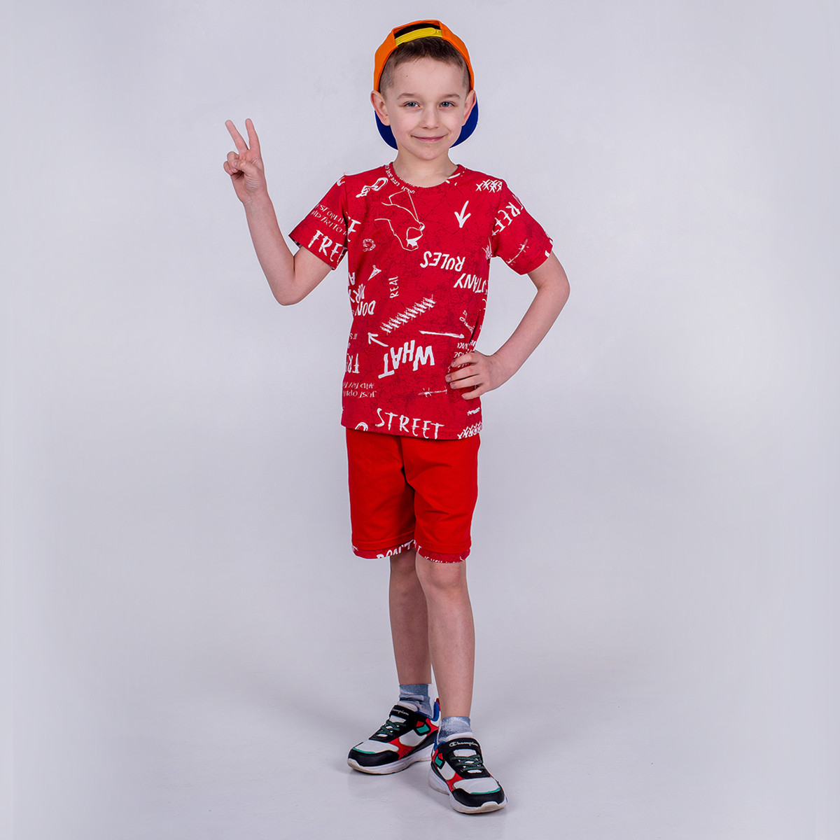 

Комплект футболка и шорты для мальчика SmileTime Fun, красный 128