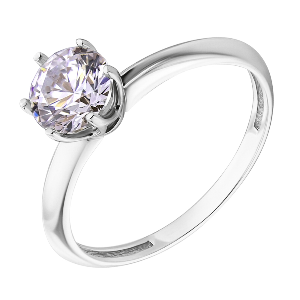 

Кольцо из белого золота с цирконием Swarovski 000036757 18 размера
