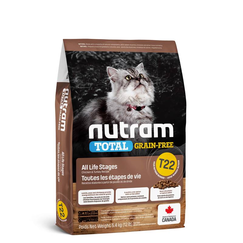 

Беззерновой корм для котов Nutram (Нутрам) TOTAL GF Turkey & Chicken Cat с курицей и индейкой (20 кг)