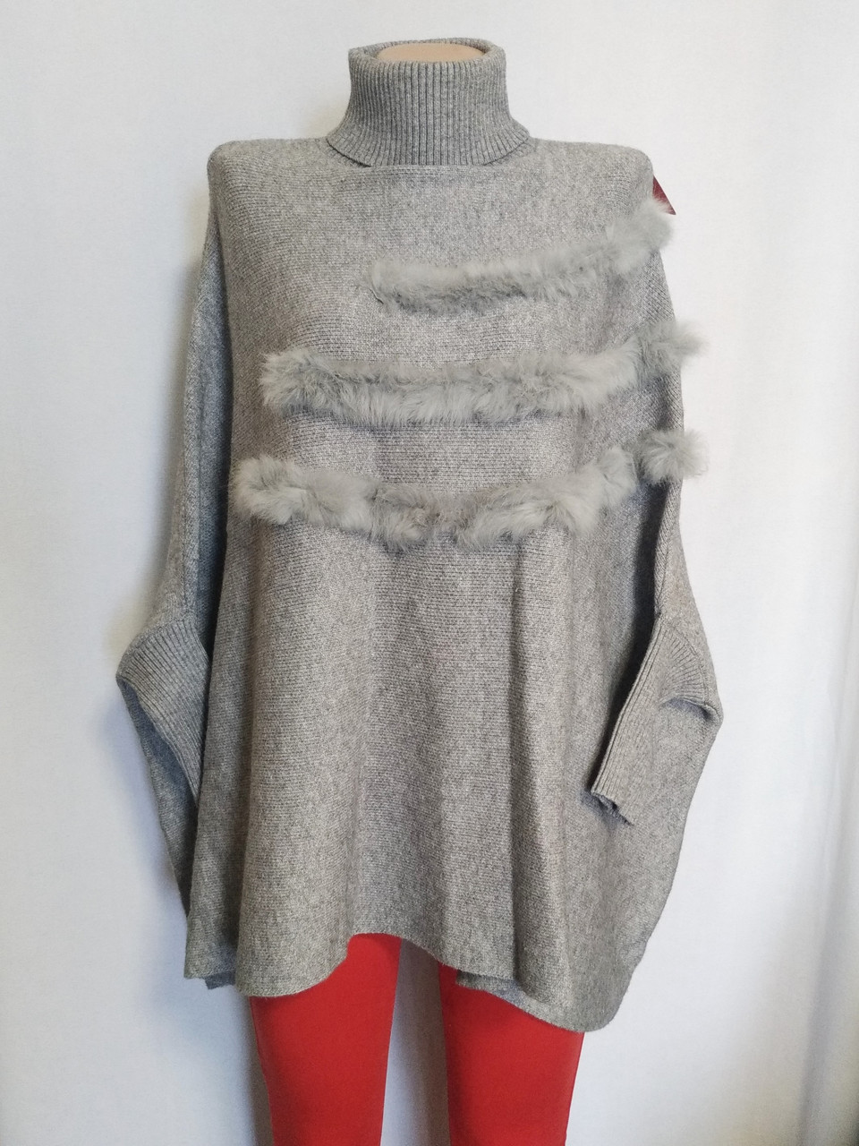 

Свитер женский серый оверсайз летучая мышь Exquiss`s (Размер 46-48 (S-L))