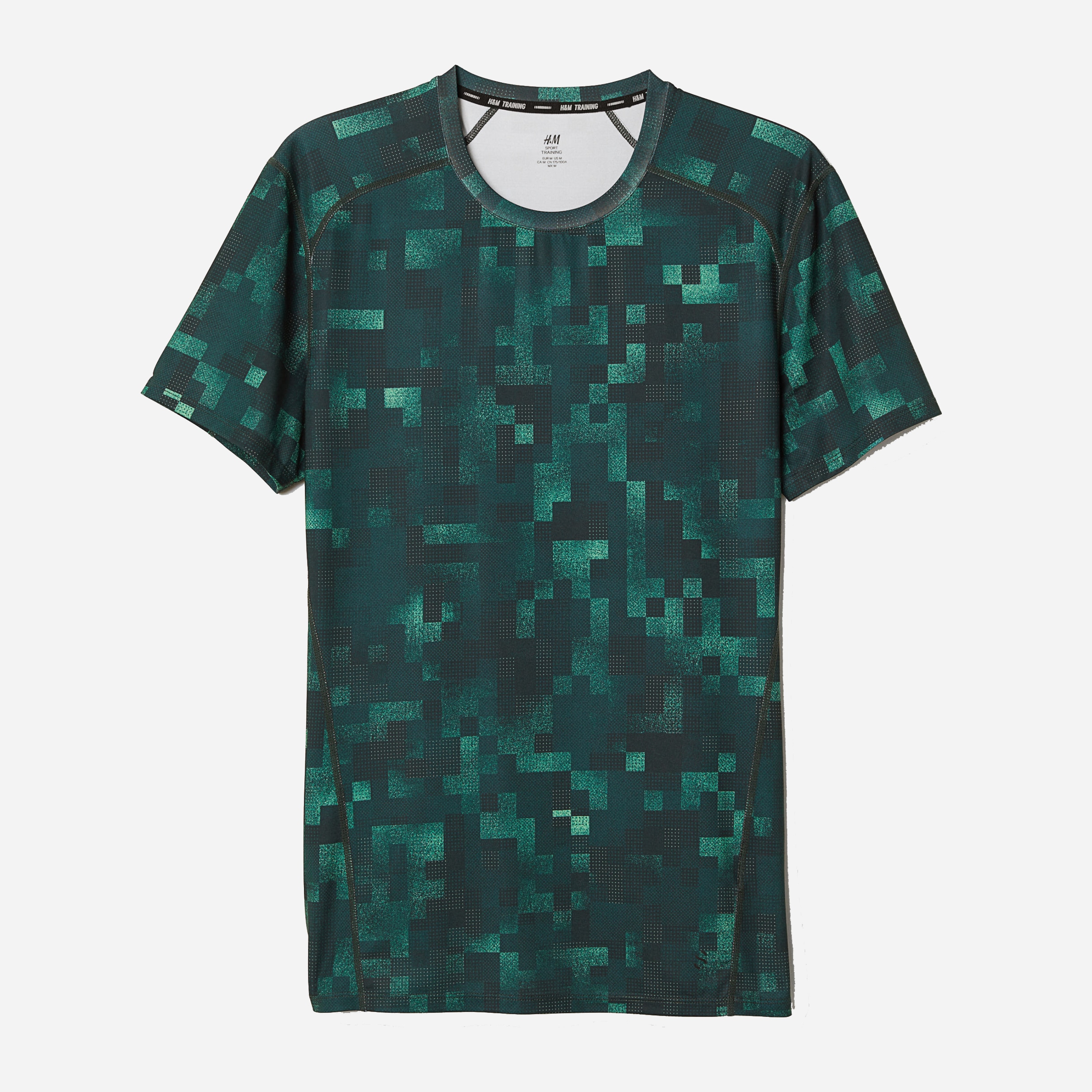 

Футболка H&M Sport 6537068-AATX XS Зеленая с черным